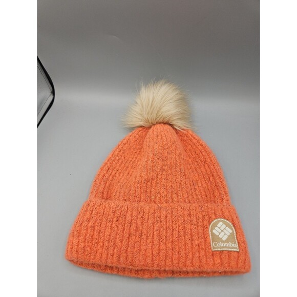 Columbia Winter Blur Pom Pom Beanie - Faded Peach Fleece Lined Ski - Picture 1 of 7
